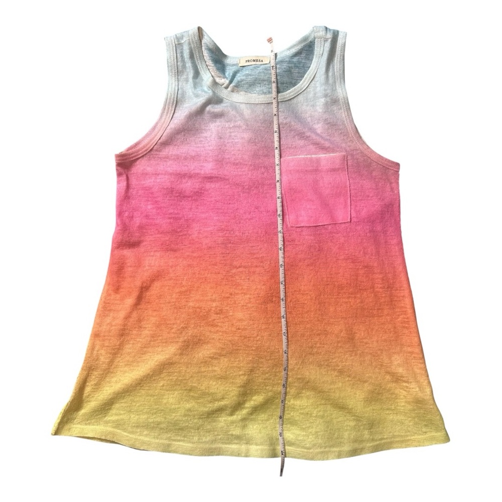 Promesa Ombre Dip Dye Tank Top - Size S, Blue/Pink/Orange/Yellow - Picture 7 of 10